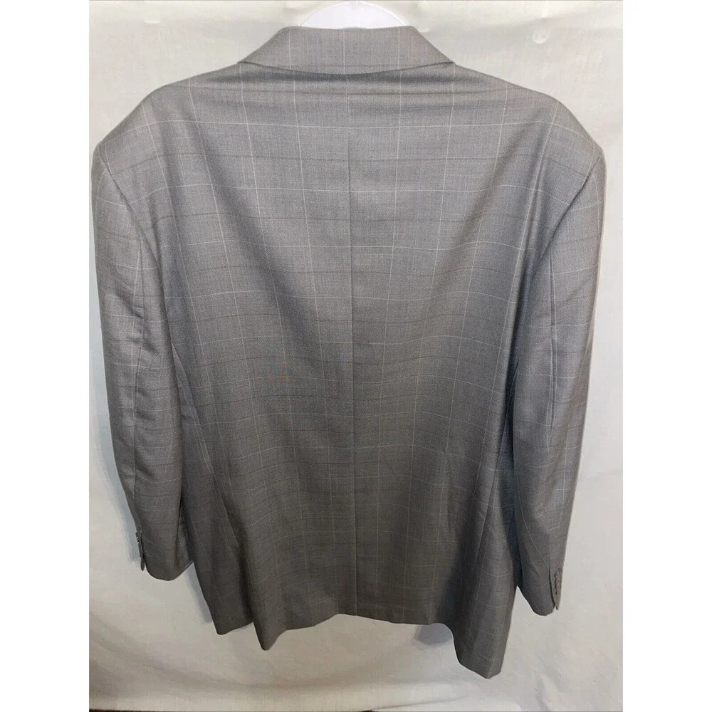 Vittorio St. Angelo Men’s Suit Jacket Size 42L Gray Business Formal Windowpane